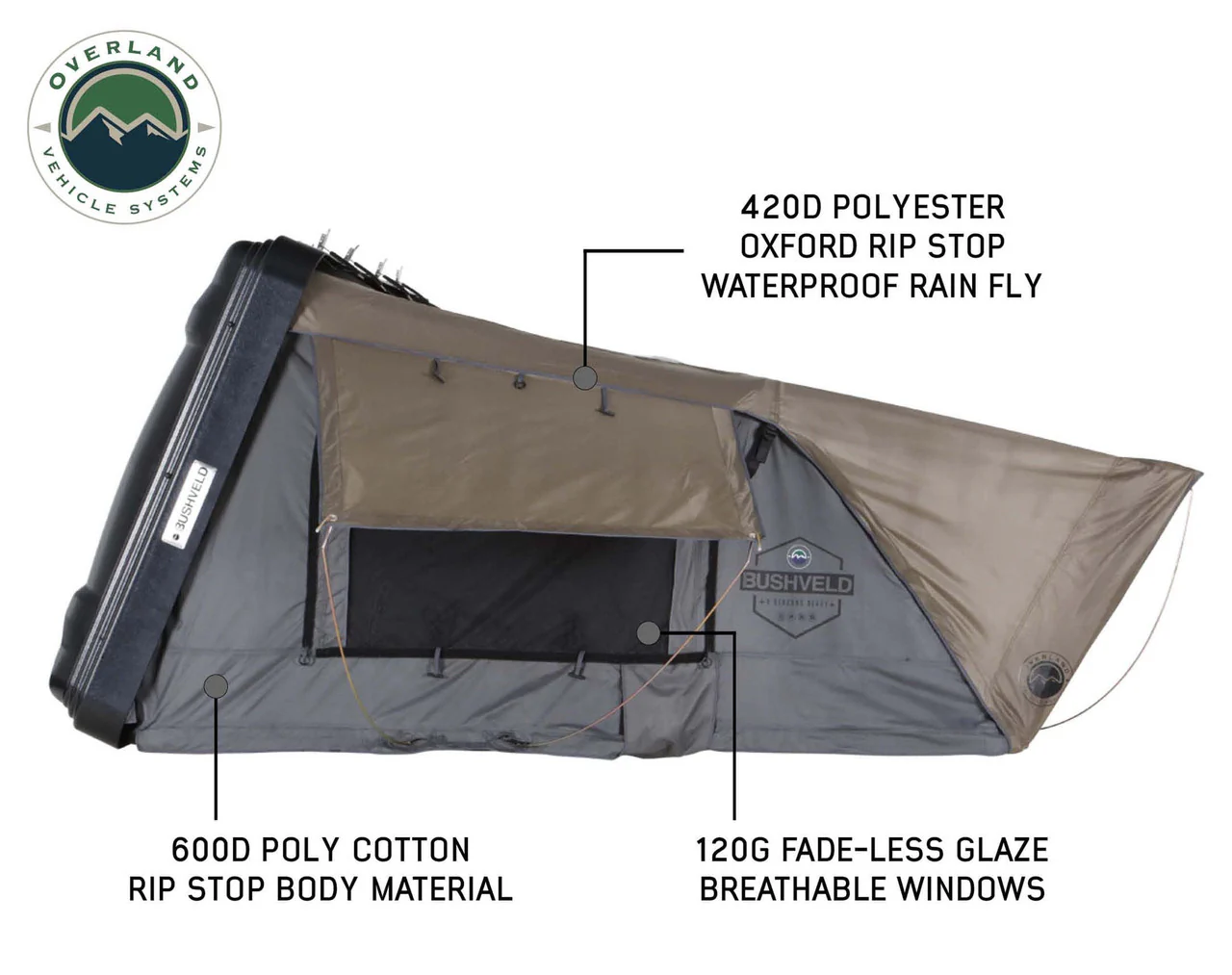 Overland Vehicle Systems Bushveld Hard Shell Roof Top Tent - Image 4