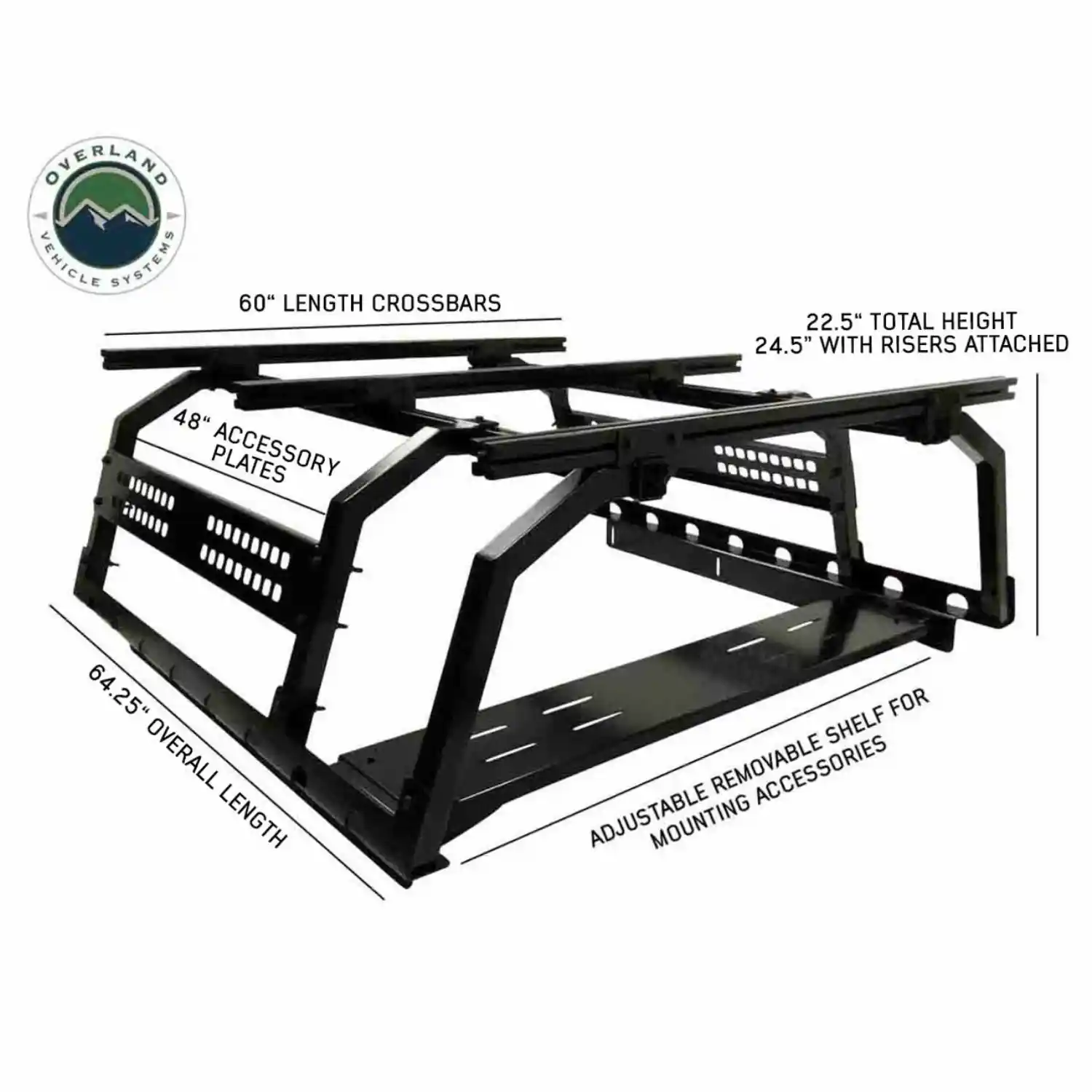 Overland Vehicle Systems Discovery Bed Rack - Mid Size Truck Short Bed - Image 16
