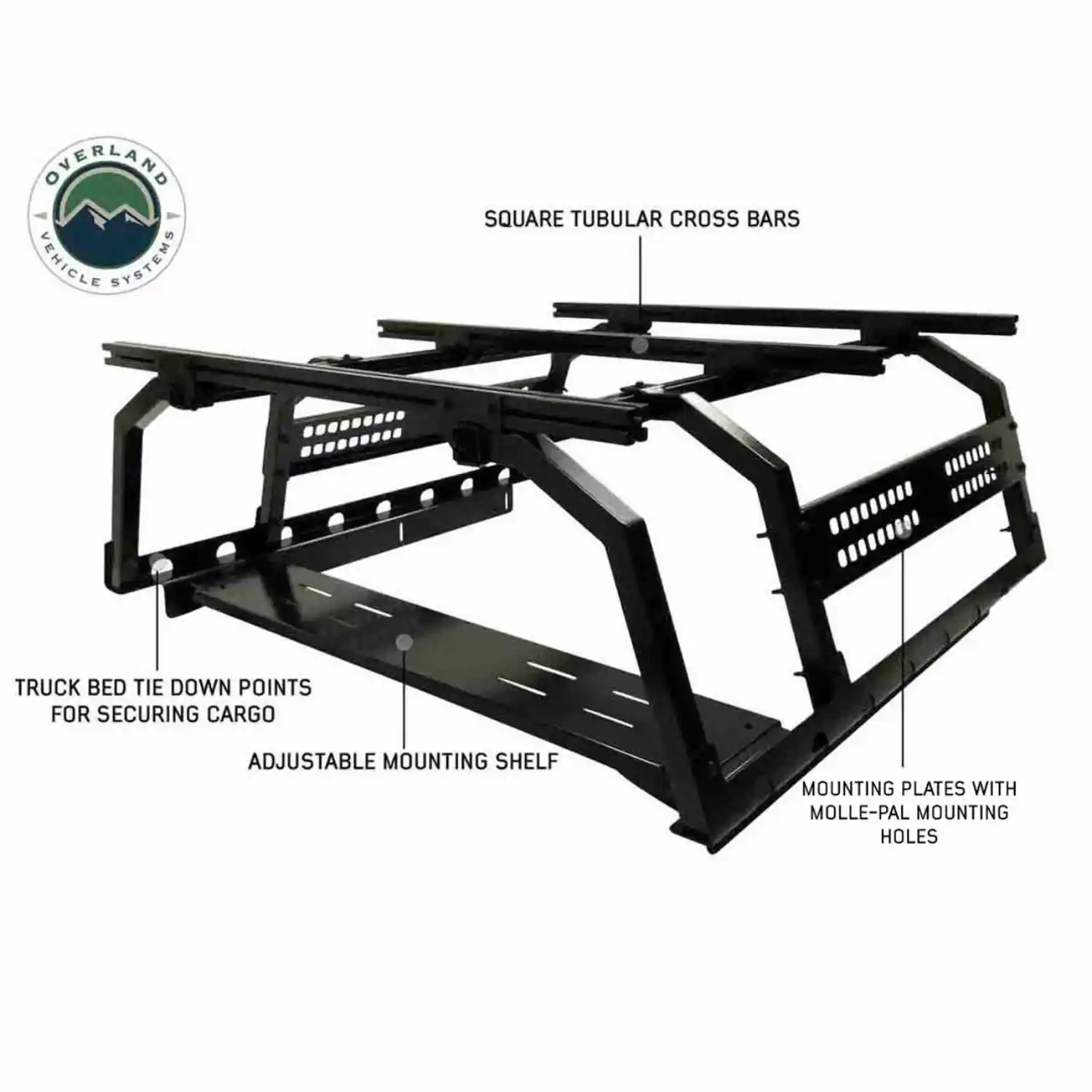 Overland Vehicle Systems Discovery Bed Rack - Mid Size Truck Short Bed - Image 3